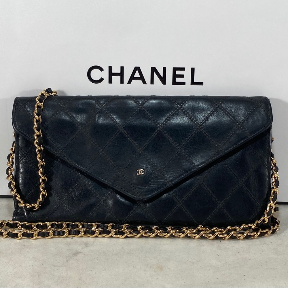 CHANEL Black Crossbody Bag with Gold Chain